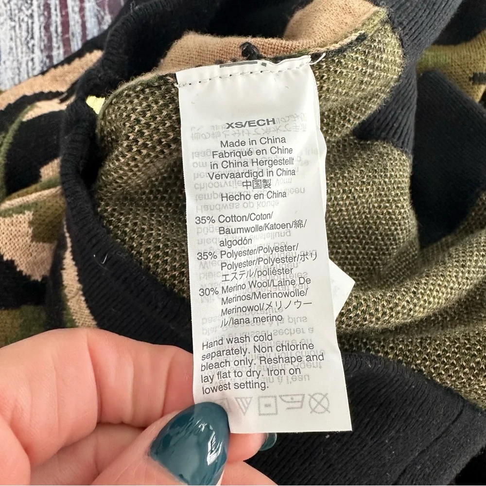 J. Crew Camouflage Bomber Knit Merino Wool Blend Jacket